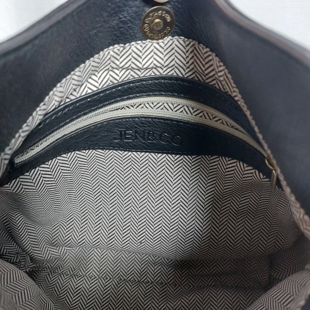 Jen &‎ Co Vegan Crossbody Bag Purse Black Adjustable Strap Organize *READ